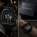 Bold Black Skeleton Watch for Men